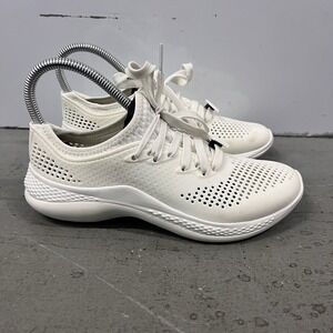 Literide By Crocs Pacer Tennis Shoes Womans Size 7  White Lace Up Sneaker Slip